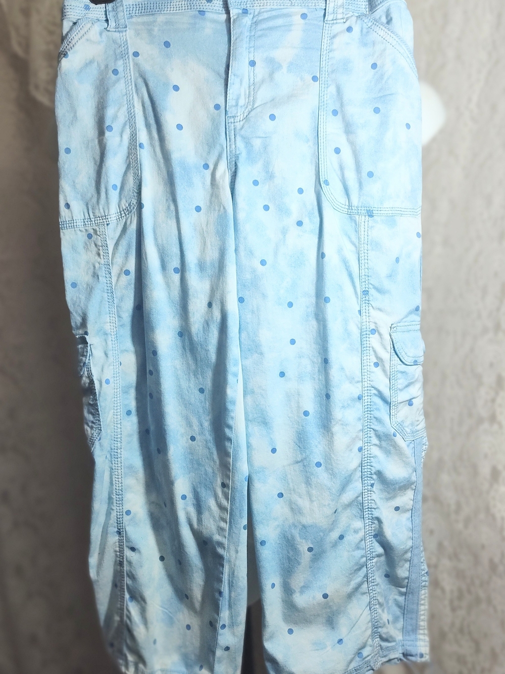 Style & Co. Light Blue Polka Dot Capris